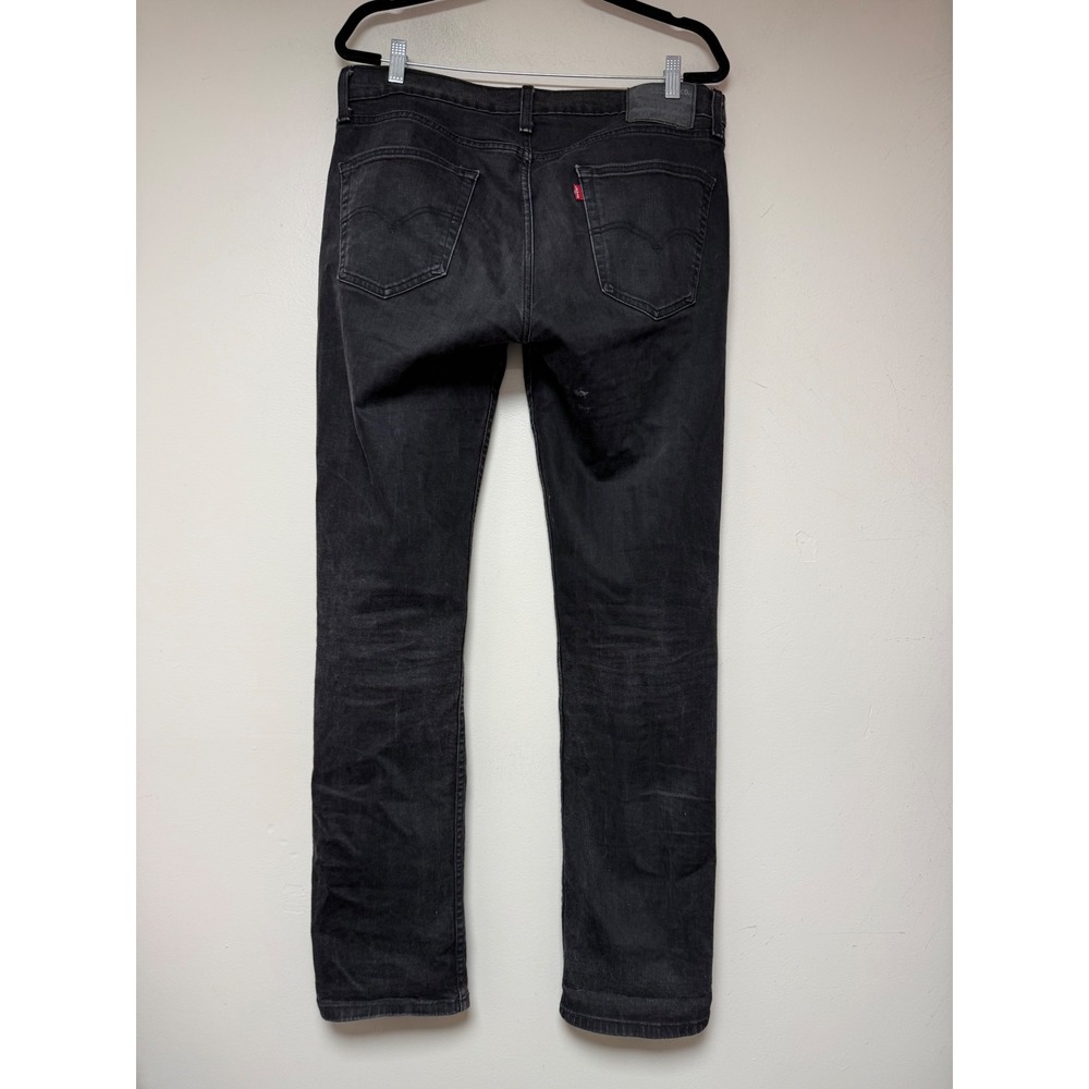 Levi's 514 Straight Fit Jeans Mens 33x34 Black Excellent Washed Denim 9025 - Picture 6 of 7